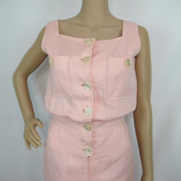 VALENTINO Vintage Linen Pink Sleeveless Blouson Dress Women’s Size 2 - Picture 8 of 14